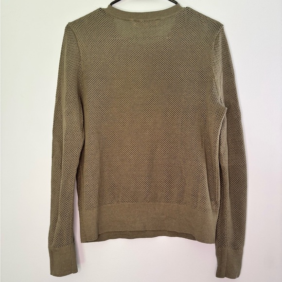 Loft Women's Sweater Size Large Cotton Open Weave Boho Green - Picture 2 of 5